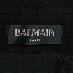 Balmain Black Wool Felt High Neck Coat M