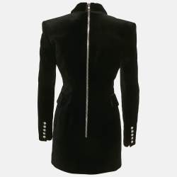 Balmain Black Velvet Double Breasted Blazer Dress S