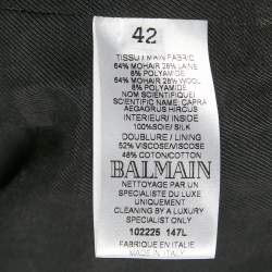 Balmain Black Shearling Double Breasted Long Coat L
