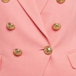 Balmain Pink Cotton Canvas Double Breasted Blazer S