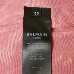 Balmain Pink Cotton Canvas Double Breasted Blazer S