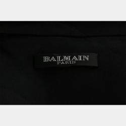 Balmain Black Double-Breasted Blazer With Quilted Shoulder FR 36