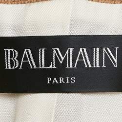 Pre Owned Balmain Brown Basket Weave Cotton Double Breasted Jacket S