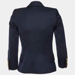 Balmain Navy Blue Wool Double Breasted Jacket S