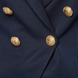 Balmain Navy Blue Wool Double Breasted Jacket S