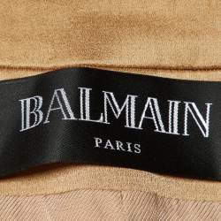 Balmain Beige Diamond Pattern Cotton & Silk Tailored Blazer S