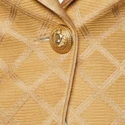 Balmain Beige Diamond Pattern Cotton & Silk Tailored Blazer S