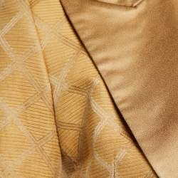 Balmain Beige Diamond Pattern Cotton & Silk Tailored Blazer S