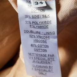 Balmain Beige Diamond Pattern Cotton & Silk Tailored Blazer S