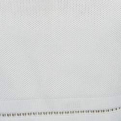 Pre Owned Balmain White Diamond Stretch Knit Crop Top M