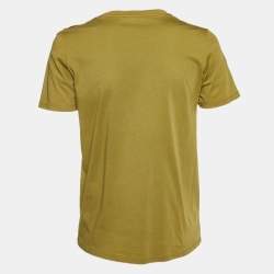 Balmain Green Logo Printed Cotton Buttons Detail Half Sleeve T-Shirt S