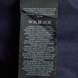 Pre Owned Balmain Blue Logo Printed Cotton Buttons Detail Half Sleeve T-Shirt XS