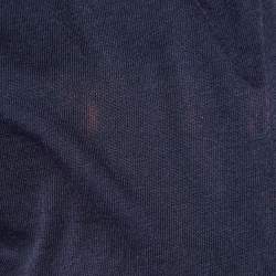 Pre Owned Balmain Blue Logo Printed Cotton Buttons Detail Half Sleeve T-Shirt XS