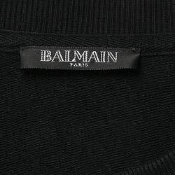 Pre Owned Balmain Black Logo Print Cotton Knit Crewneck Sweatshirt M
