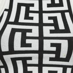 Balmain White/Black Monogram Knit Sleeveless Crop Top S