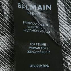Balmain White/Black Monogram Knit Sleeveless Crop Top S