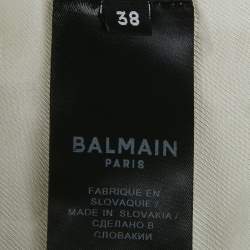 Pre Owned Balmain Cream Wool Double Breasted Blazer M