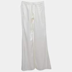Balmain White Satin Flared High Rise Trousers M