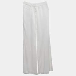 Balmain White Satin Flared High Rise Trousers M