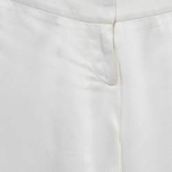 Balmain White Satin Flared High Rise Trousers M