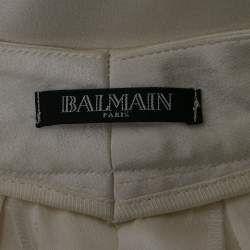 Balmain White Satin Flared High Rise Trousers M
