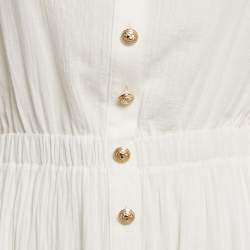 Pre Owned Balmain White Gauze Cotton Cold Shoulder Maxi Dress M