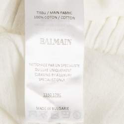 Pre Owned Balmain White Gauze Cotton Cold Shoulder Maxi Dress M