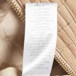 Balmain Beige Suede Zip-Up Quilted Long Coat M