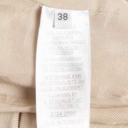 Balmain Beige Suede Zip-Up Quilted Long Coat M