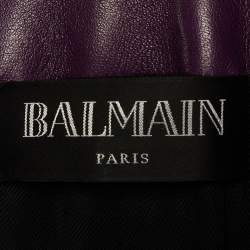 Balmain Purple Leather Double Breasted Blazer L