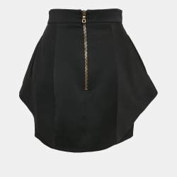 Balmain Black Wool Ruffled Mini Skirt L