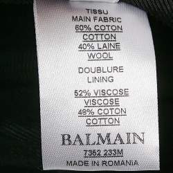 Balmain Black/White Herringbone Button Detail Double Breasted Blazer L