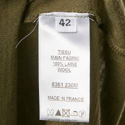 Balmain Olive Green Wool Button Detail Long Sleeve T-Shirt L