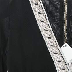 Balmain Black Jersey Crystal Embellished Slit Detail Maxi Dress L