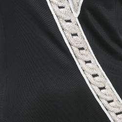 Balmain Black Jersey Crystal Embellished Slit Detail Maxi Dress L