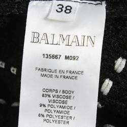 Balmain Black Patterned Knit Chain Strap Detail Jumpsuit M