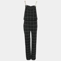 Balmain Black Patterned Knit Chain Strap Detail Jumpsuit M