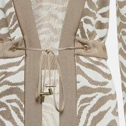 Balmain Beige/White Patterned Knit Drawstring  Cardigan S