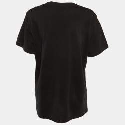 مملوكة مسبقًا Balmain Black Foil Logo Cotton Crew Neck T-Shirt XXL