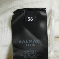 Balmain White Stretch Button Embellished Knit Mini Skirt S