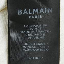 Balmain White Stretch Button Embellished Knit Mini Skirt S