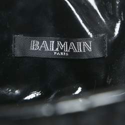 Pre Owned Balmain Black Quilted Patent Leather Flared Mini Skirt S