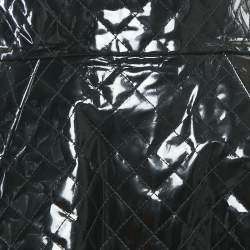 Pre Owned Balmain Black Quilted Patent Leather Flared Mini Skirt S