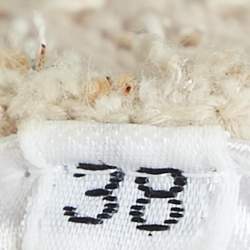 Pre Owned Balmain Beige Stretch Tweed Raw Edge Detail Mini Bodycon Dress M