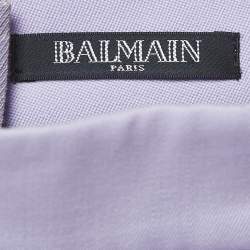Balmain Lavender Wool Button Detail Mini Skirt S