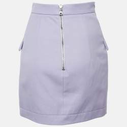 Balmain Lavender Wool Button Detail Mini Skirt S