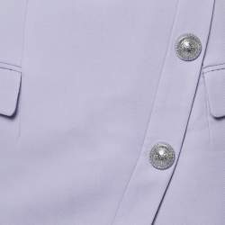 Balmain Lavender Wool Button Detail Mini Skirt S