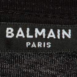 Balmain Black Logo Embellished Crew Neck T-Shirt XS