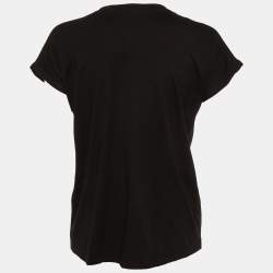 Balmain Black Logo Embellished Crew Neck T-Shirt XS