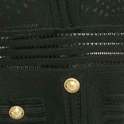 Balmain Black Mesh Knit Button Detail Bodycon Mini Dress M